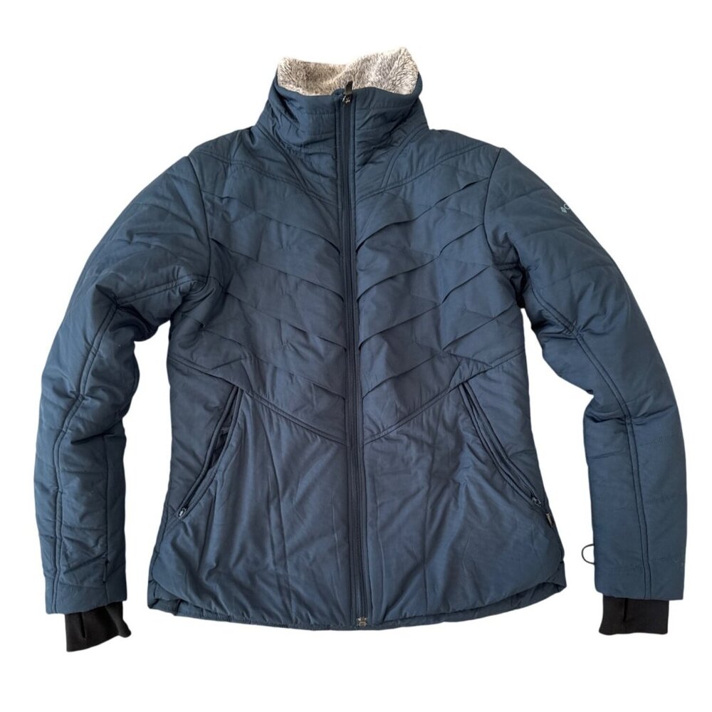 Columbia Womens Insulated Full-Zip Jacket With Fleece Lining & High Collar Blue